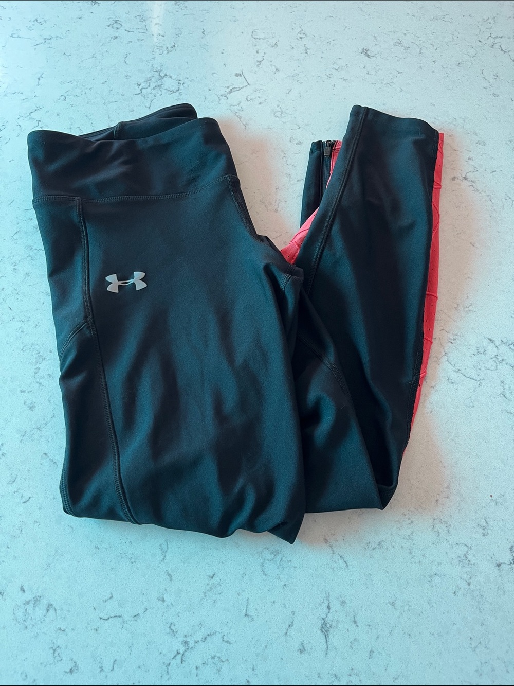 Under Armour Black Leggings with Coral Detail size Large